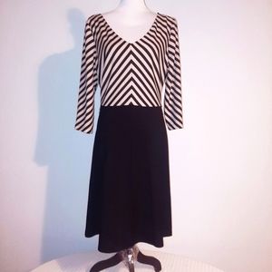 Black And Tan Striped Dress Size 16
